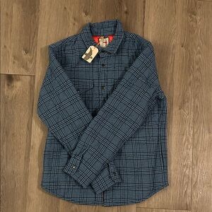 Quilted and lined.  Blue Checkered Men's Shirt. NWT